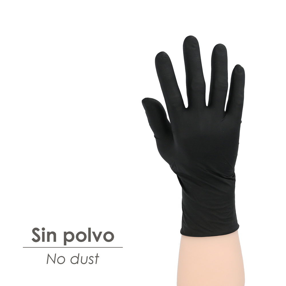 Guante Desechable Nitrilo Negro S 5,5 gms. Gruesos - Guantes de nitrilo 100% (Copolimero de butadieno acrilonitrilo) de alta calidad. forma
